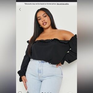 Plus ruffle Bardot smock top